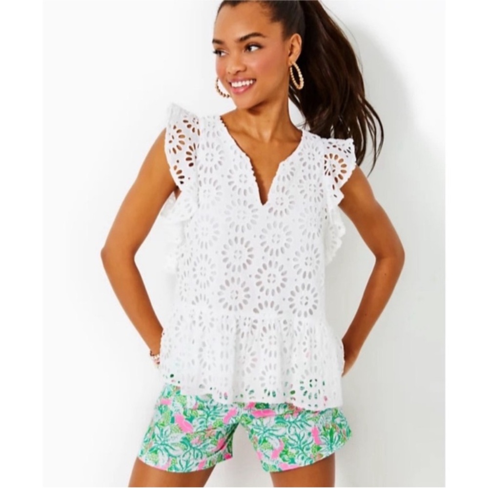 Lilly Pulitzer Jerilynn Flutter Sleeve Top